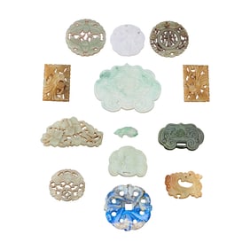 Collection of Chinese Carved Jade Pendants and One Lapis Pendant