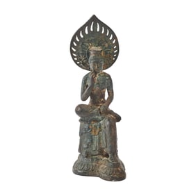 Korean Bronze Alloy Statue of Seated Maitreya