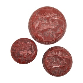 Three Chinese Carved Cinnabar Boxes