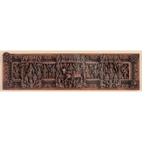 A Framed Indian Carved Wood Panel