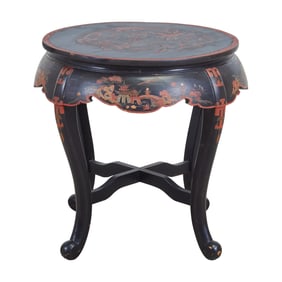 Chinese Export Black Lacquered and Painted Dragon Table