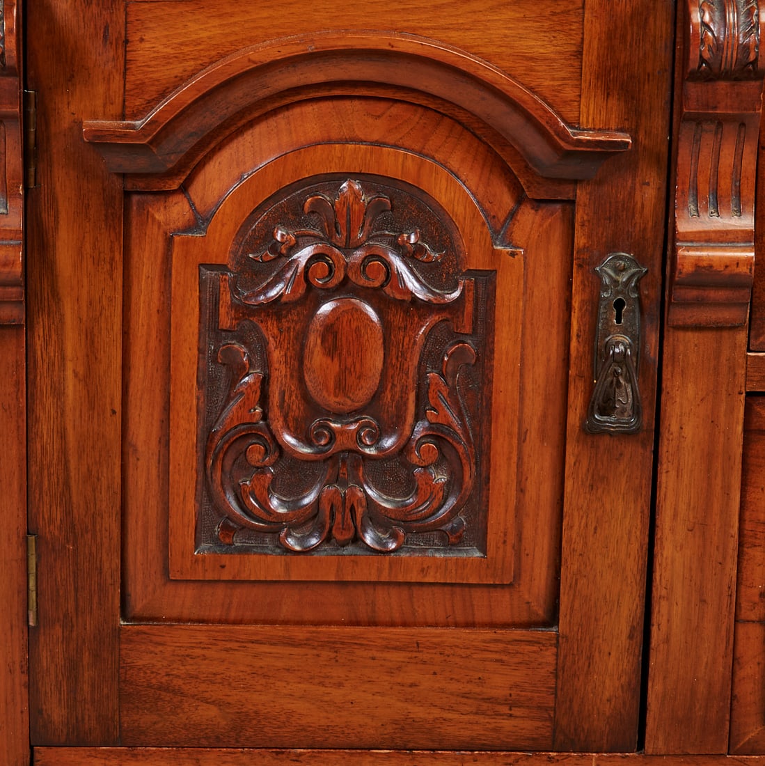 German Art Deco Black Walnut Buffet with Oval Mirror - 2