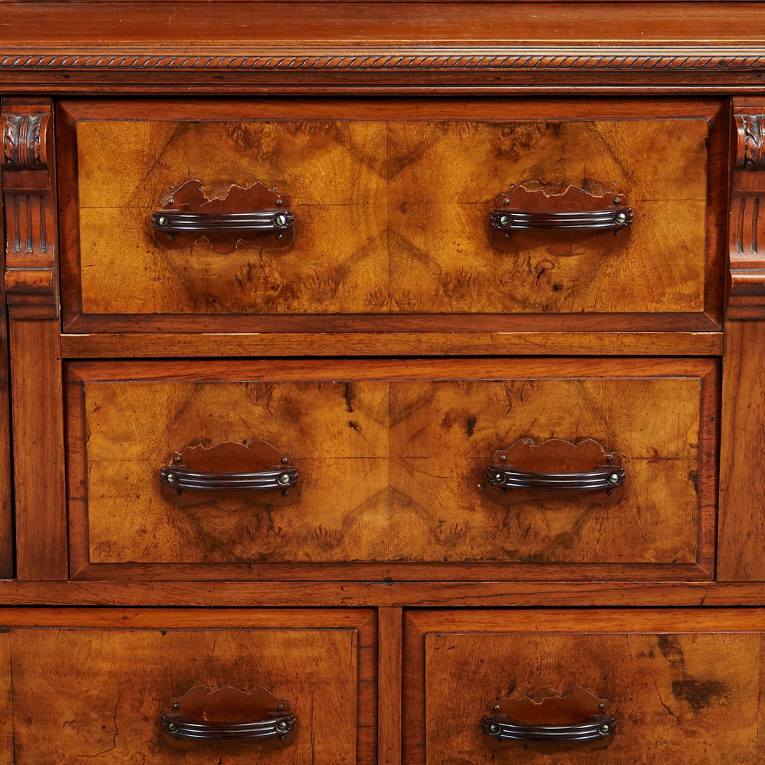 German Art Deco Black Walnut Buffet with Oval Mirror - 6