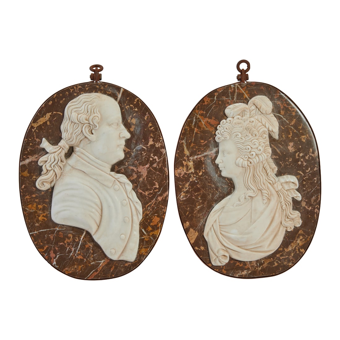 Pair of Neoclassical Style Marble Portrait Plaques (1 of 4)