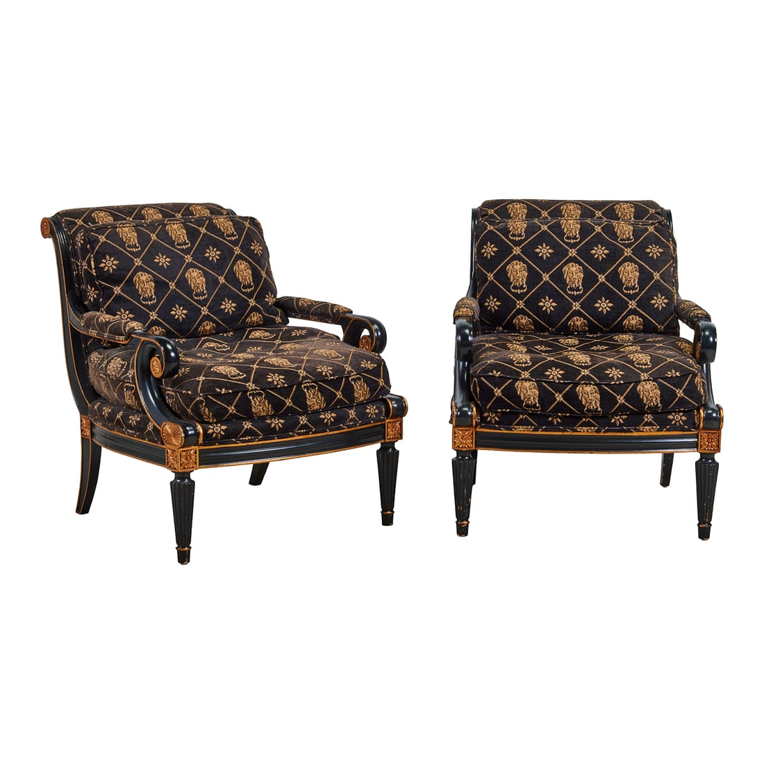 Pair of Fergusson-Copeland Empire Style Upholstered Arm Chairs (1 of 5)