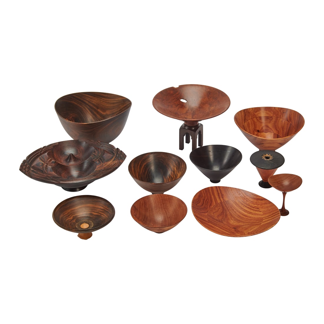 Eight Modern Turned Wood Vases and Bowls (1 of 6)