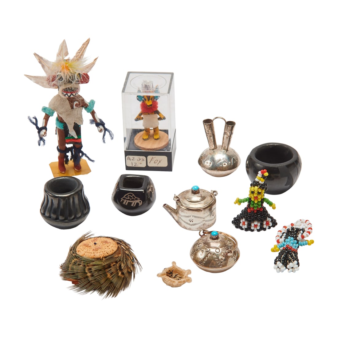 Group of Native American Miniatures including Pomo Feather Basket (1 of 5)