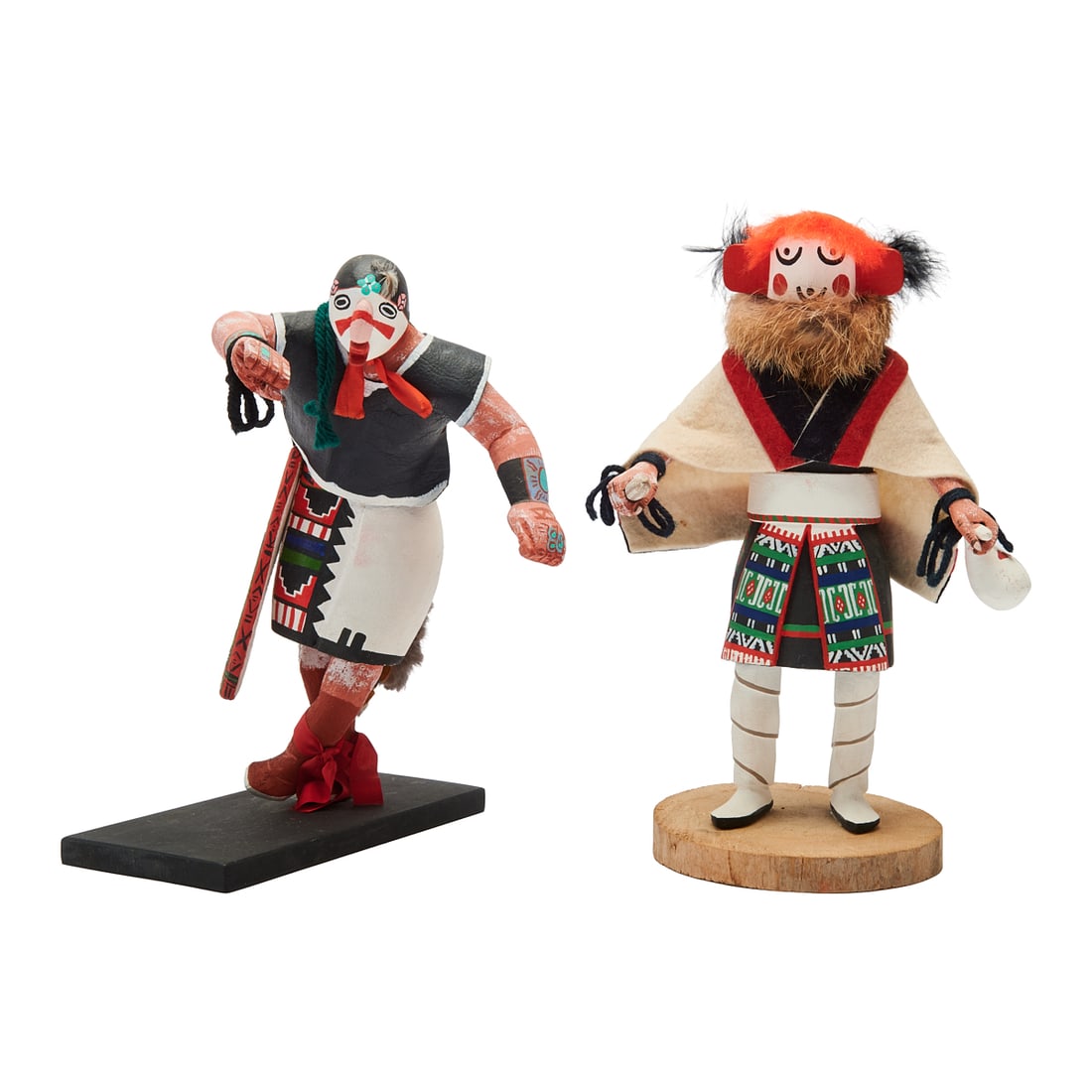 Two Hopi Kachina Dolls: Two Hopi Kachina Dolls, a corn dancer Hahai-i Wuhti by Joe Gash, and another dancer with bird mask. Mid 20th Century.{Approximate dimensions: 11 1/2" H., the Gash figure, over all.}.