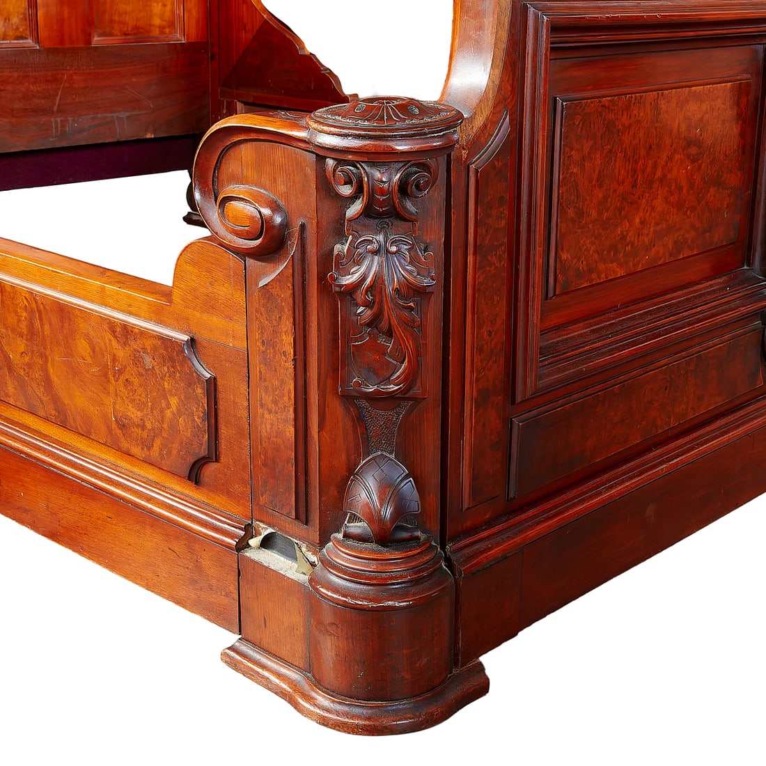 Renaissance Revival Walnut Bed Frame - 3
