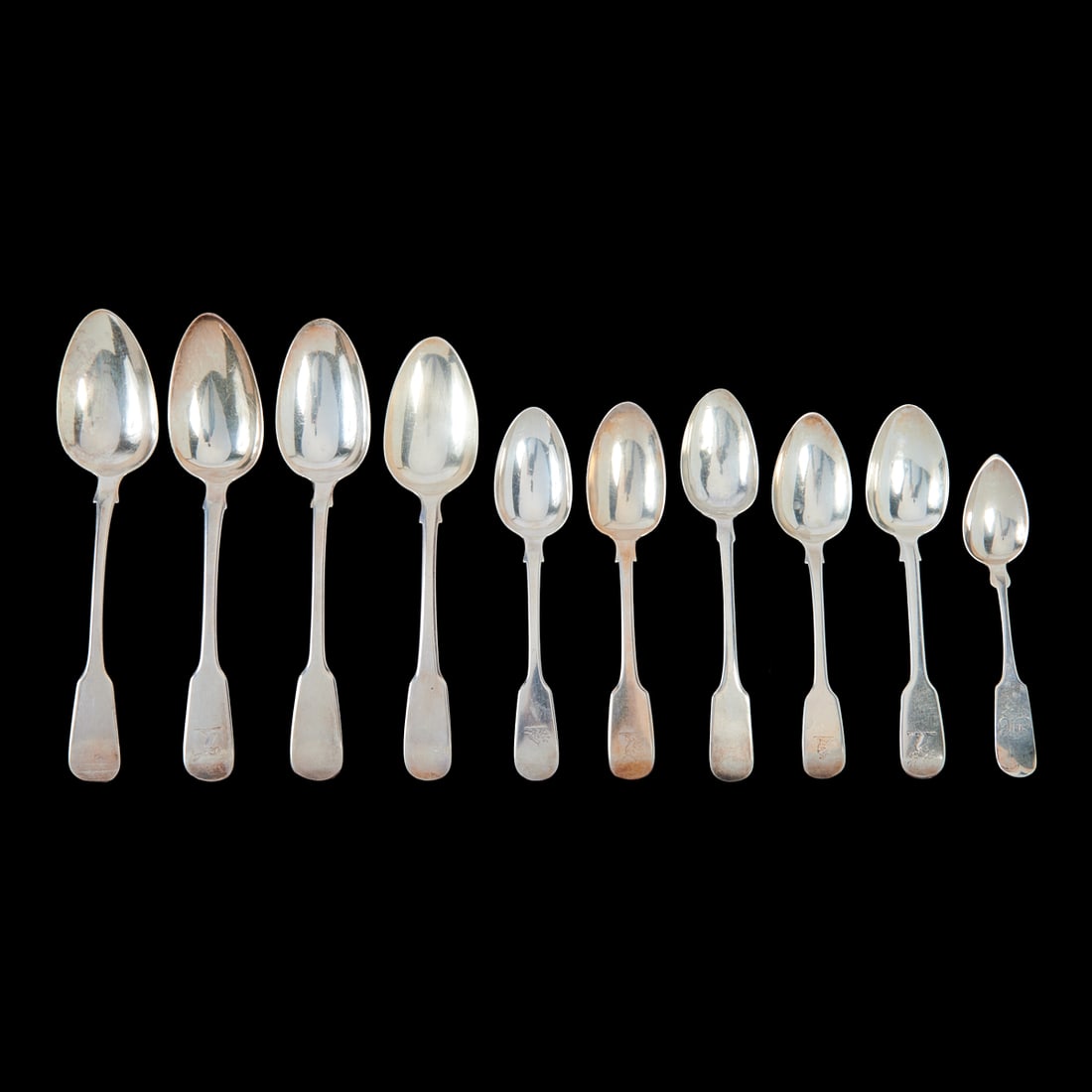 Twelve British Victorian Sterling Silver Spoons (1 of 4)