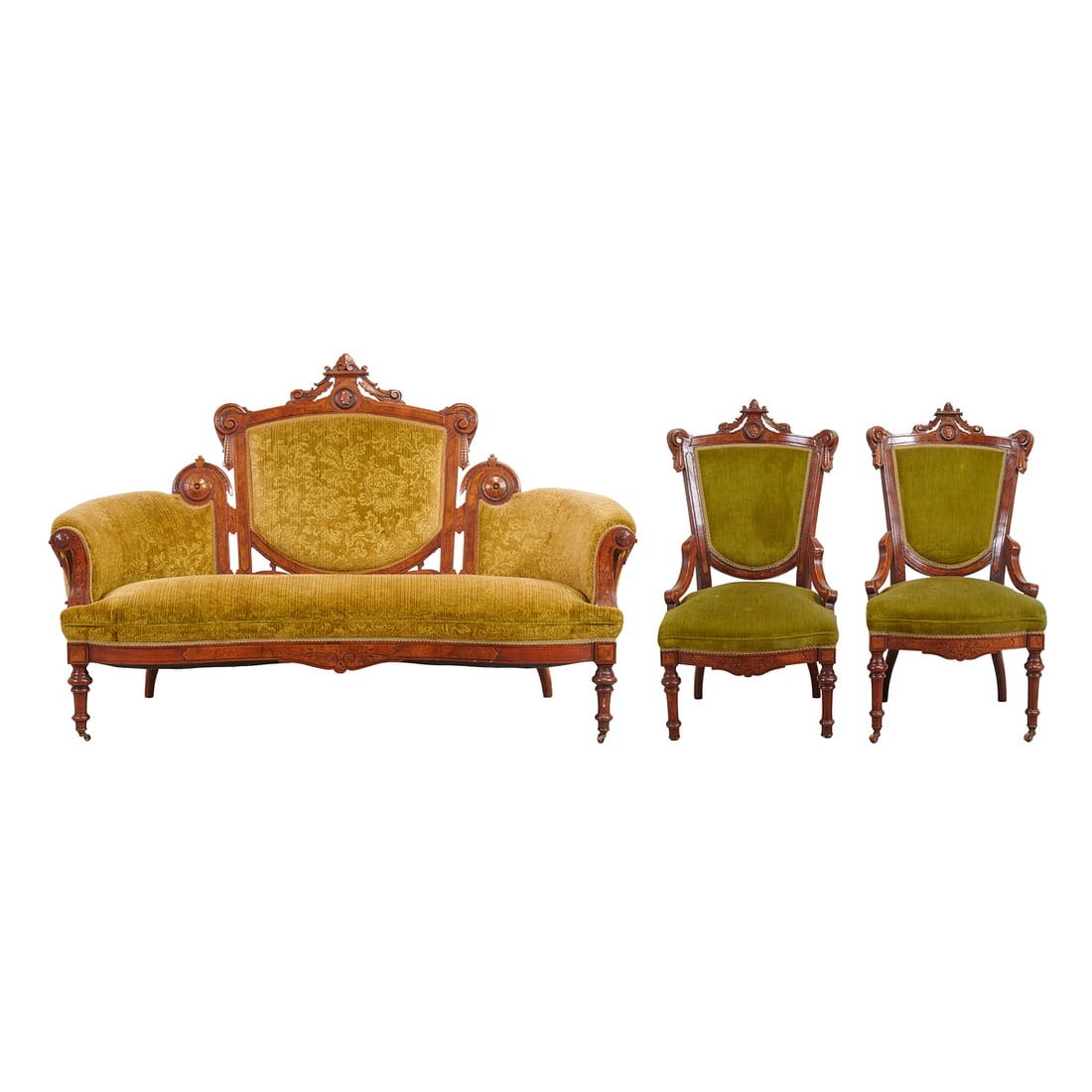 Three Piece Renaissance Revival Parlor Suite: Sofa and Two Side Chairs (1 of 11)