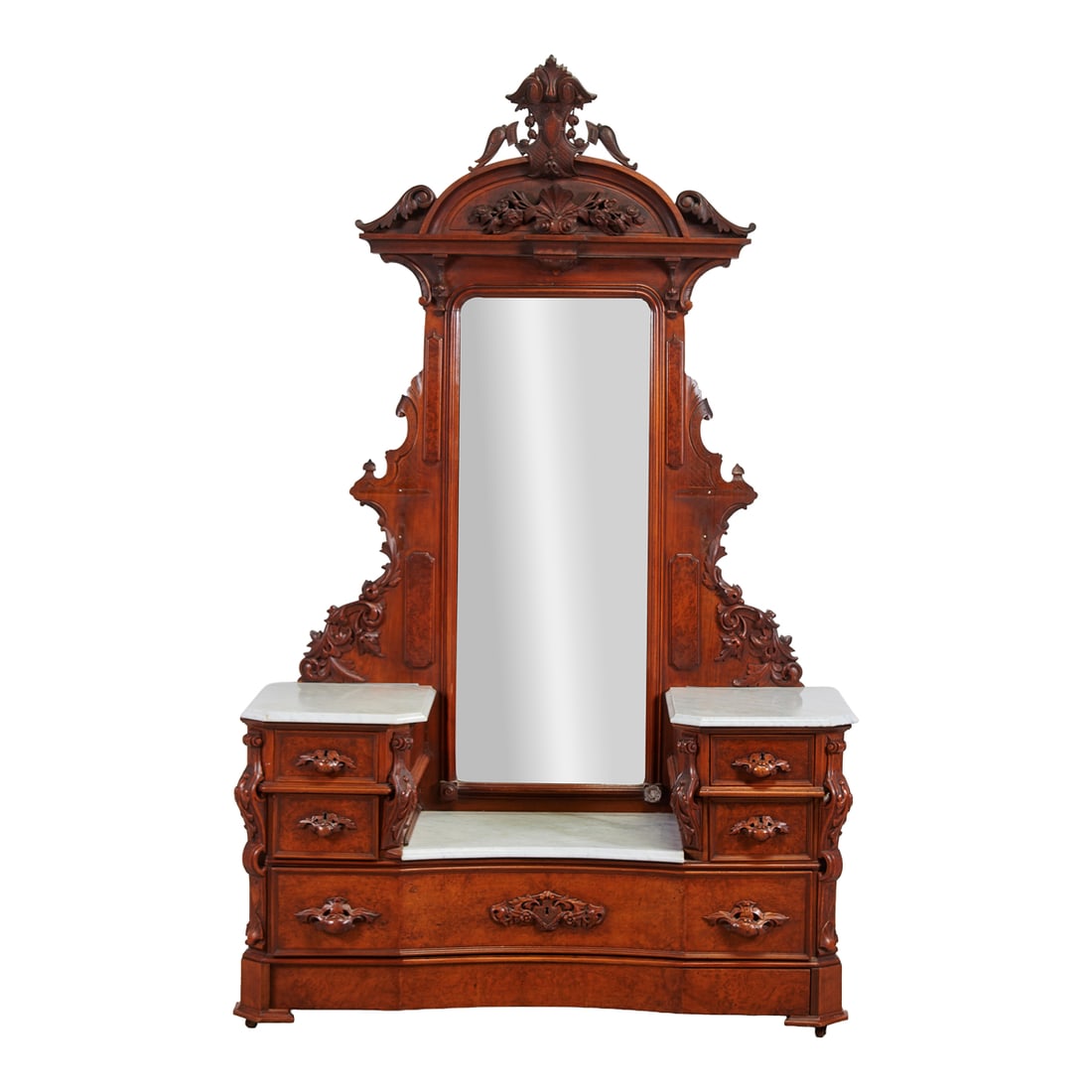 Renaissance Revival Carved Oak Drop Center Chest of Drawers (1 of 5)