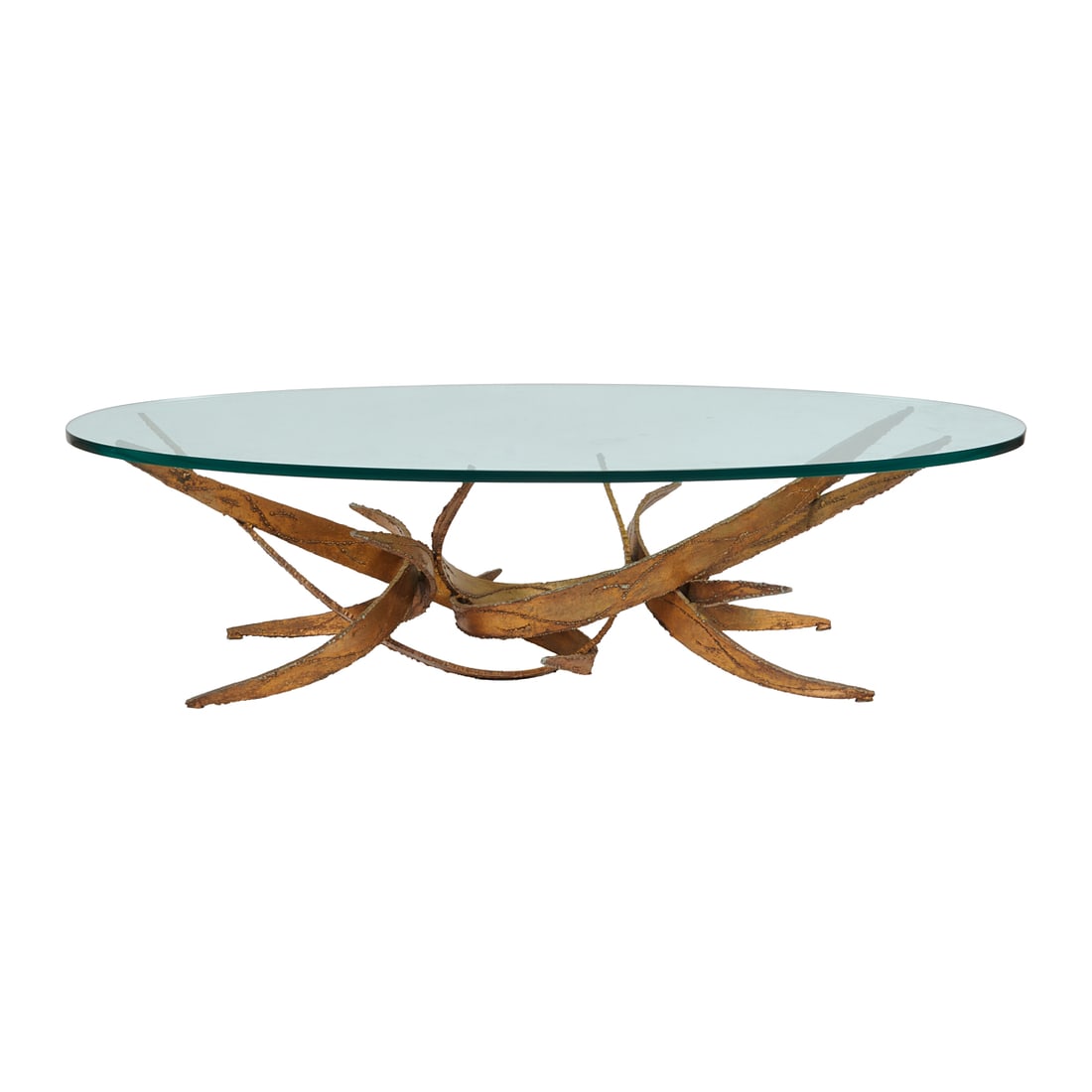 Brutalist Silas Seandel Attributed Glass Top Gilt Bronze Coffee Table (1 of 4)