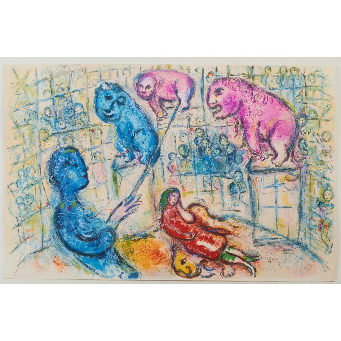 Marc Chagall, Le Cirque, Lithograph: Marc Chagall (Belarusian/French, 1887-1985),Le Cirque, plate XVII (17), from the Cirque Suite, 1967,edition 250, lithograph,[approximate dimensions - sheet: 16 1/2" H x 25 1/8" W], unsigned,