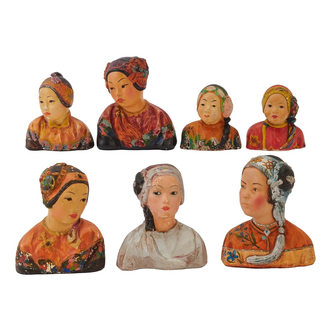 Seven Chalkware Busts, Including Esther Hunt (1 of 8)