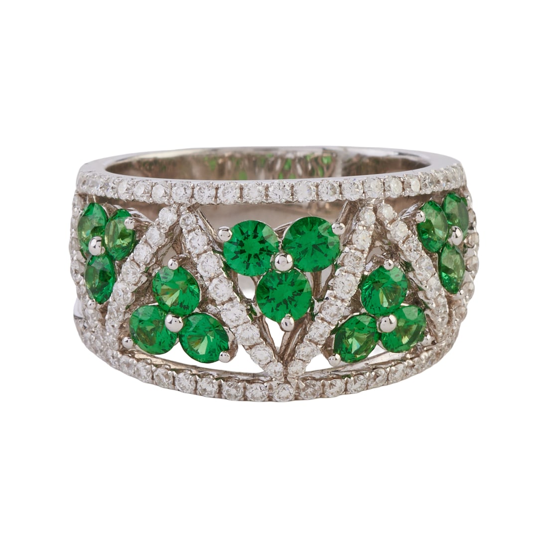 Tsavorite Garnet, Diamond, 18k White Gold Ring (1 of 4)