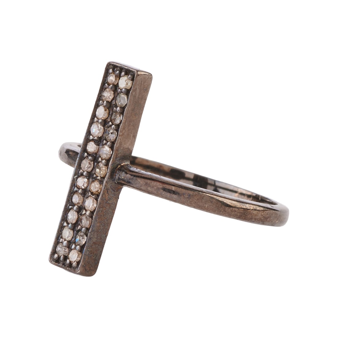 Diamond, Oxidized Silver Ring - 2