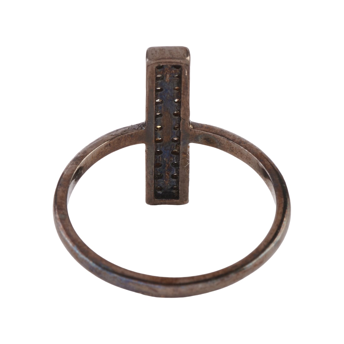 Diamond, Oxidized Silver Ring - 3