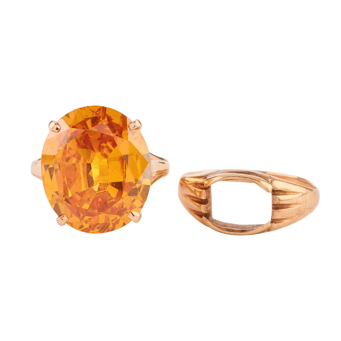 Two Yellow Cubic Zirconia, Yellow Gold Rings (1 of 5)