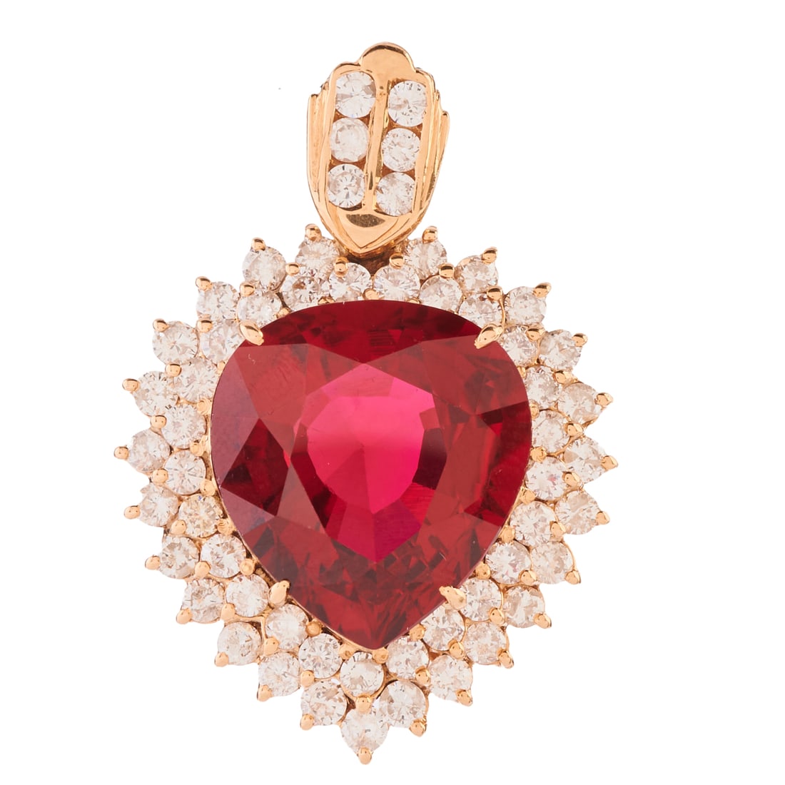 Synthetic Ruby, Diamond, 14k Yellow Gold Pendant (1 of 3)