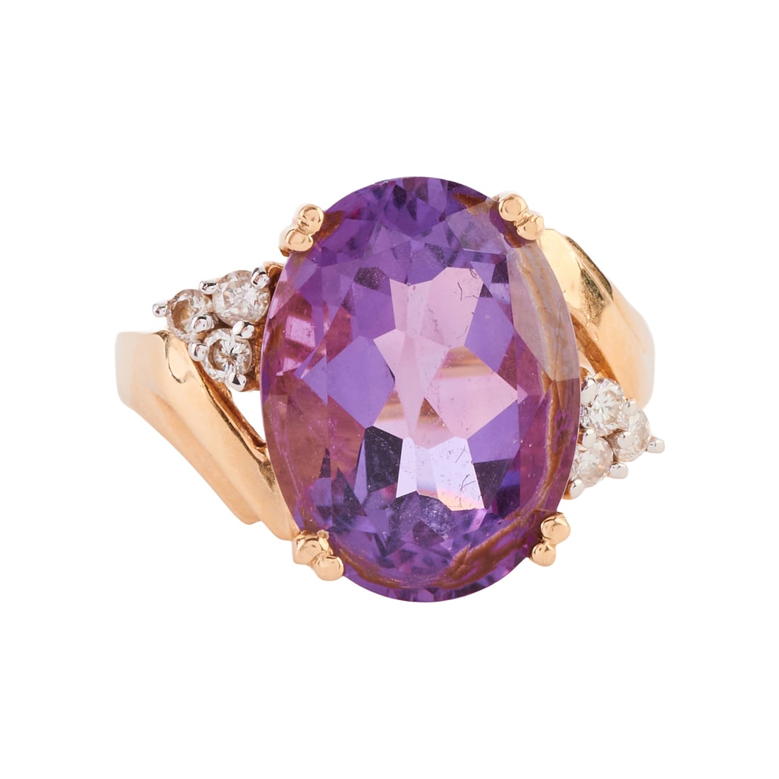 Amethyst, Diamond, 14k Yellow Gold Ring (1 of 5)