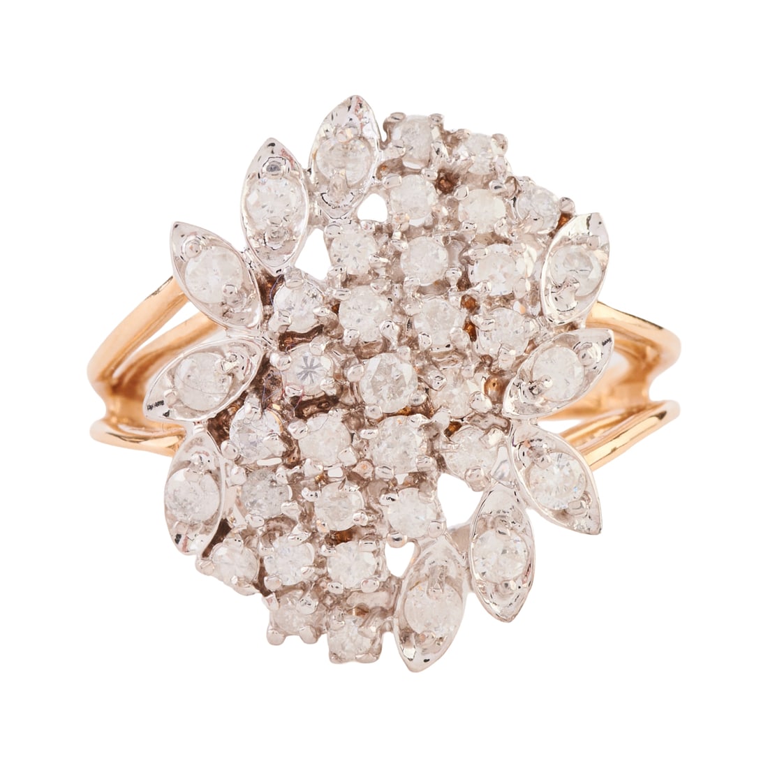 Diamond, 14k Yellow Gold Cluster Ring (1 of 4)