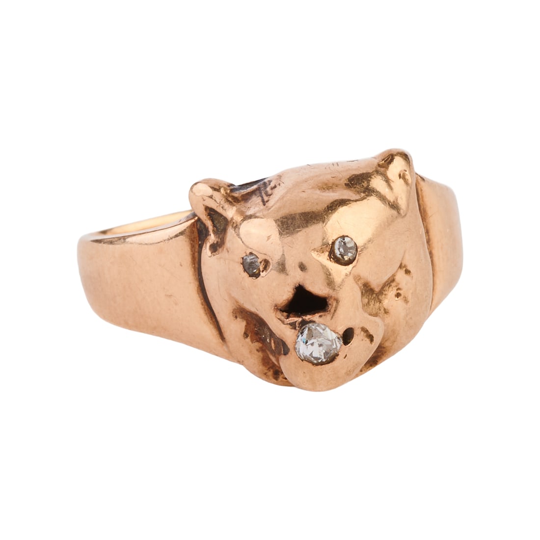 Diamond, 14k Yellow Gold Lion Ring (1 of 3)