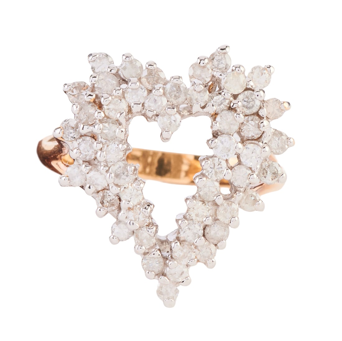 Diamond, 14k Yellow and White Gold Heart Ring (1 of 4)