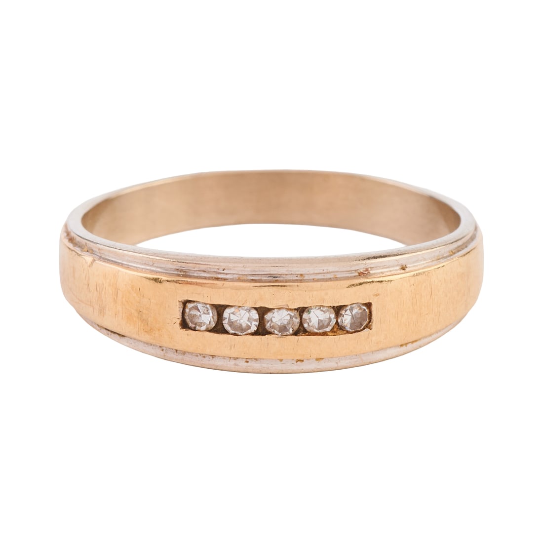 Men's Diamond, 14k Yellow and White Gold Band (1 of 4)