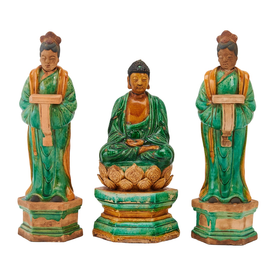 Group of Three Chinese Sancai Glazed Ceramic Figures (1 of 4)