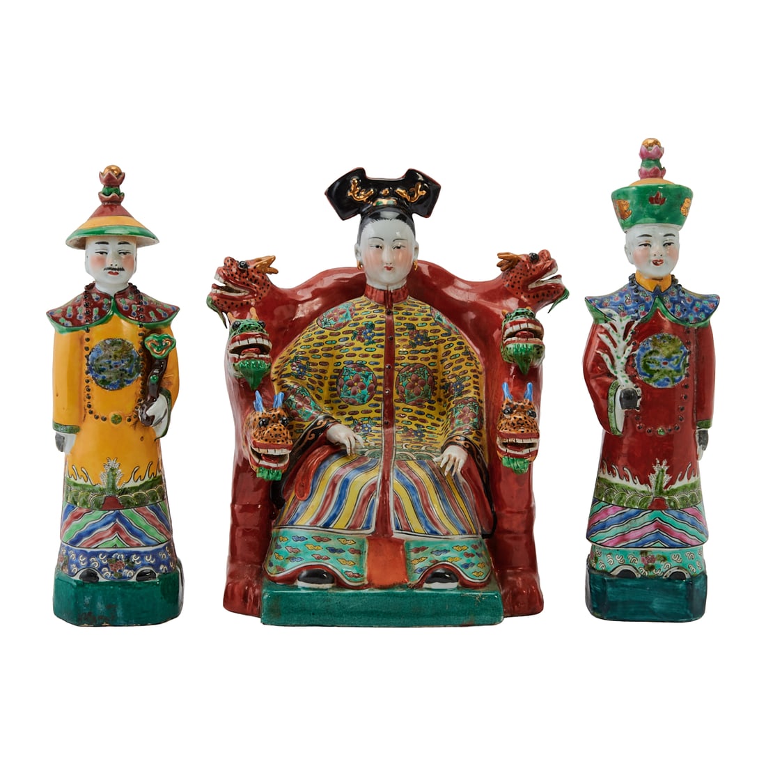 Three Chinese Famille Rose Porcelain Figures, Empress and Attendants. (1 of 4)