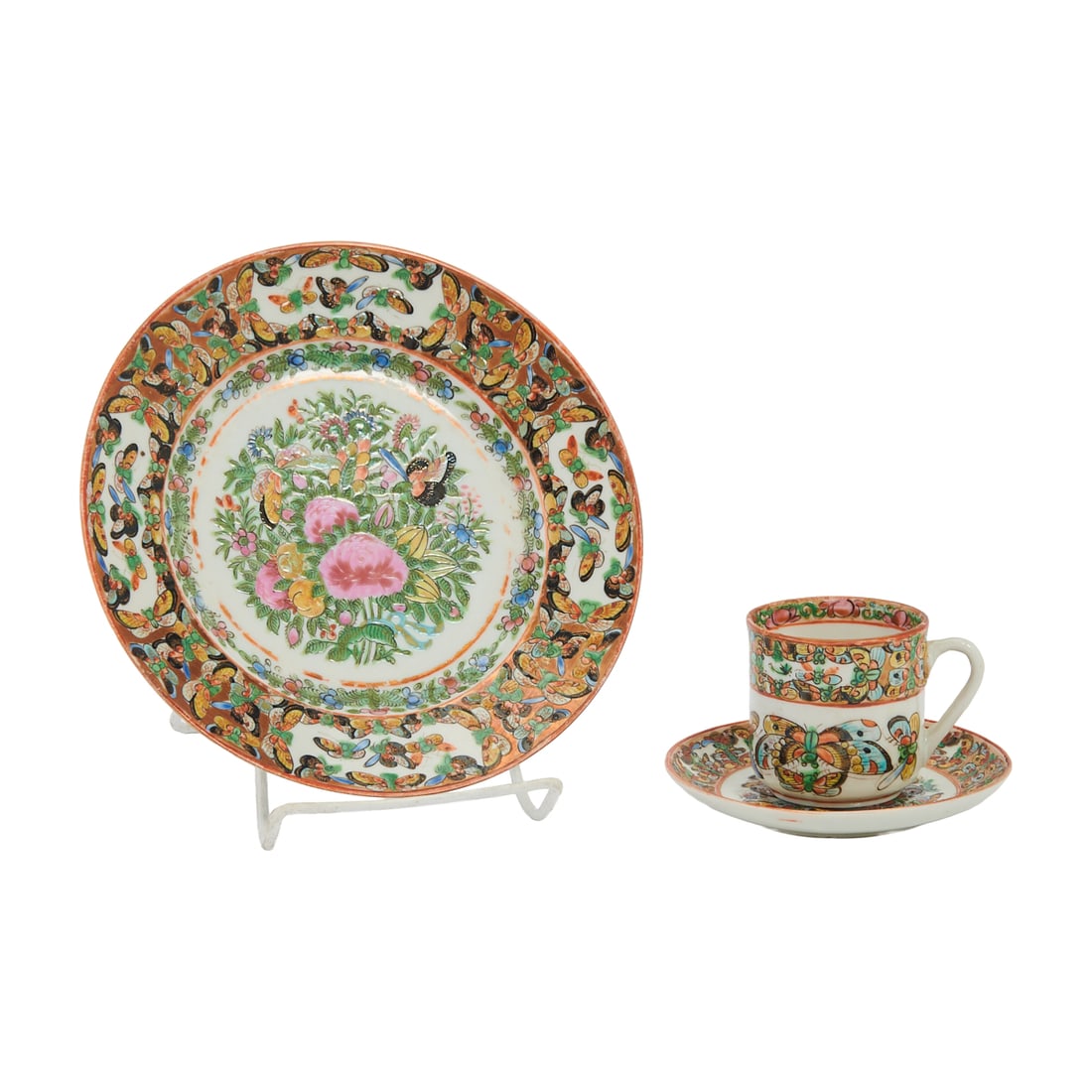 Collection of Chinese Rose Medallion Butterfly Porcelain Items (1 of 3)