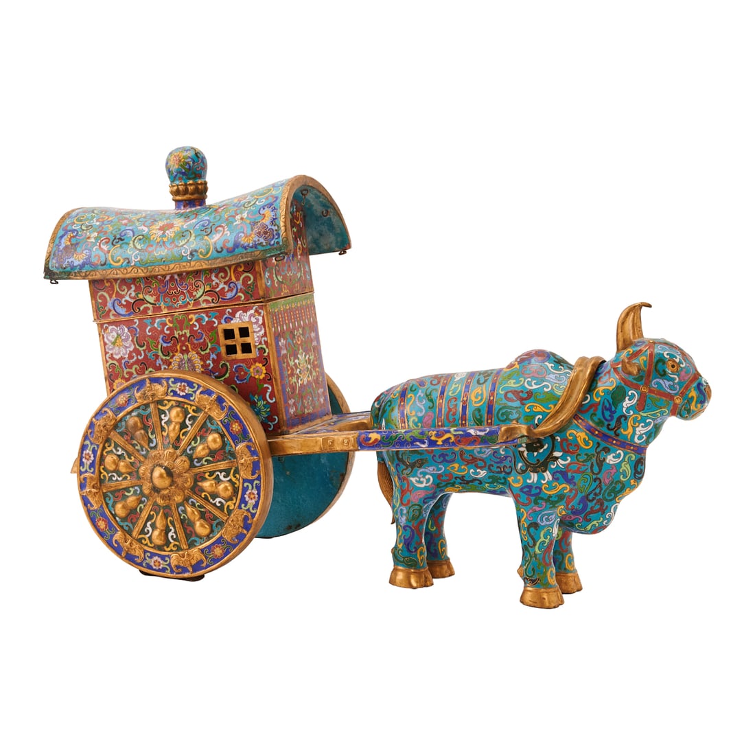 Chinese Cloisonne Ox Drawn Cart Figure (1 of 6)