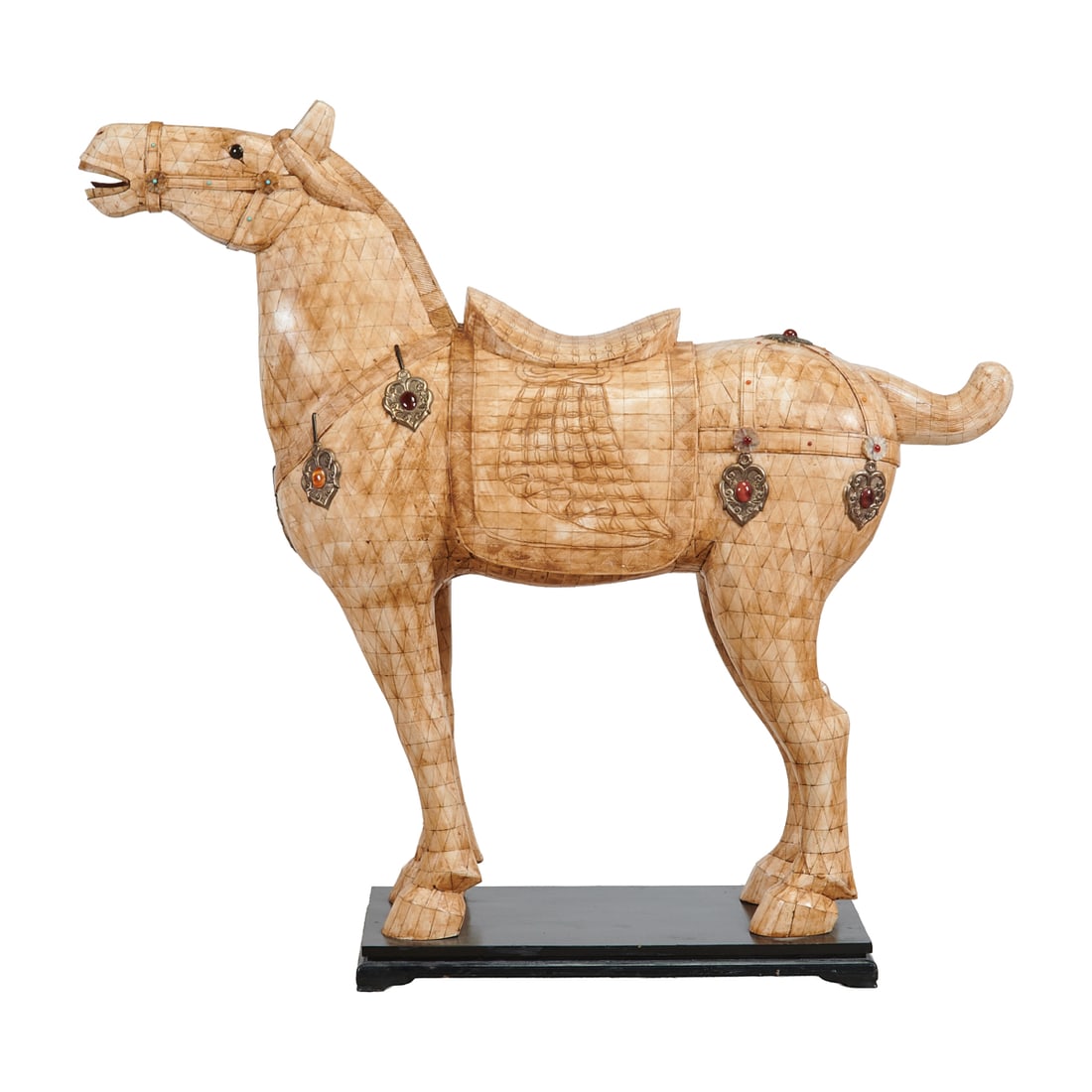 Large Chinese Horse Figure with Stone Inlays (1 of 5)
