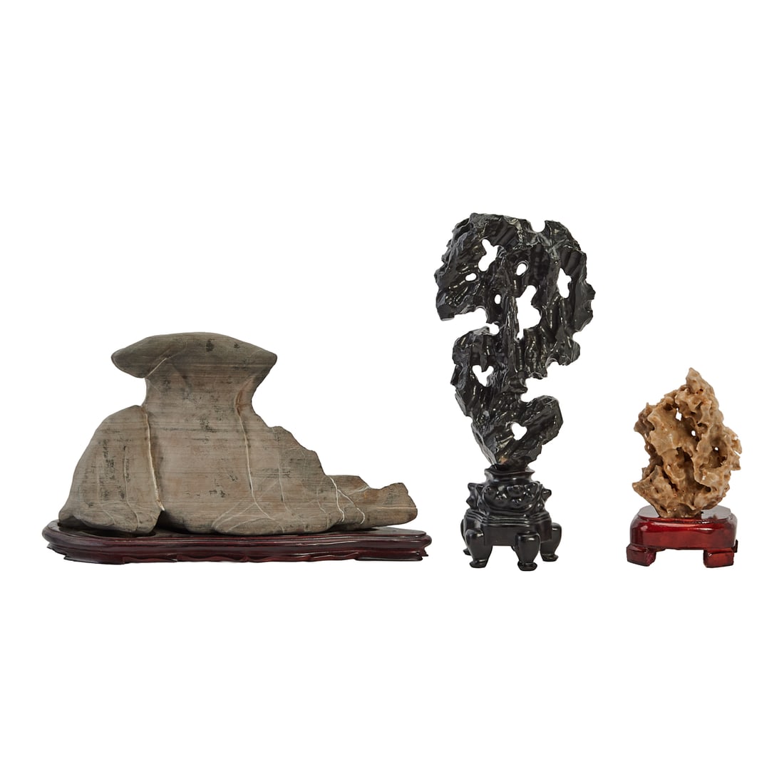 Three Chinese Scholar’s Stones on Hardwood Bases (1 of 7)