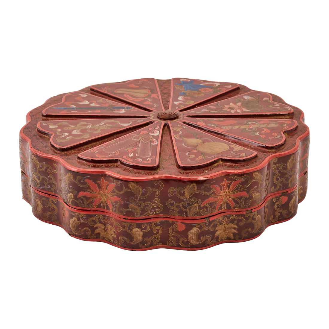 Chinese Lacquered Foliate-Form Covered Box (1 of 3)