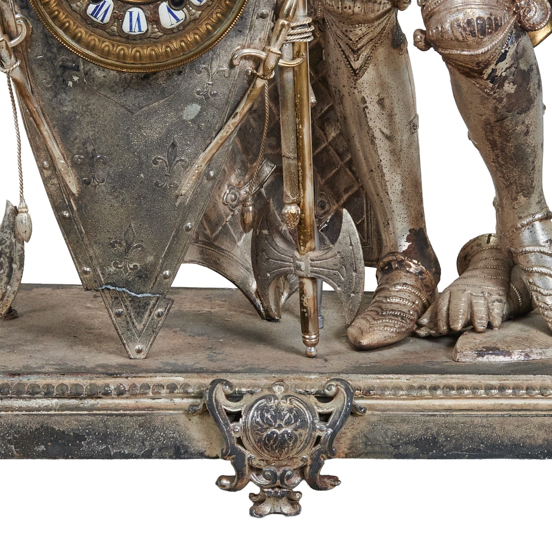 Belle Epoque Silvered St. Joan Figural Clock - 3