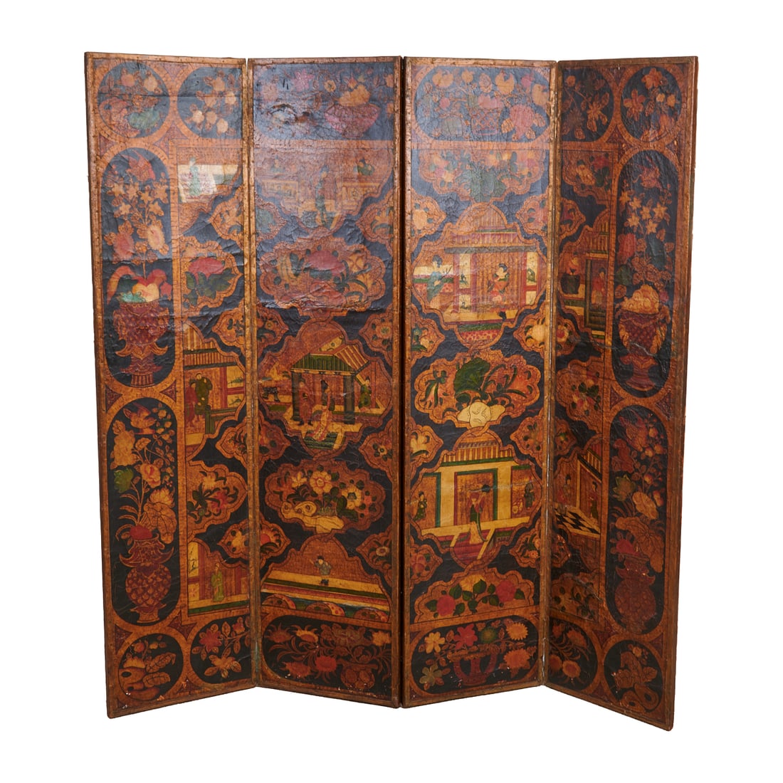 Dutch Chinoiserie Painted Leather Screen (1 of 3)