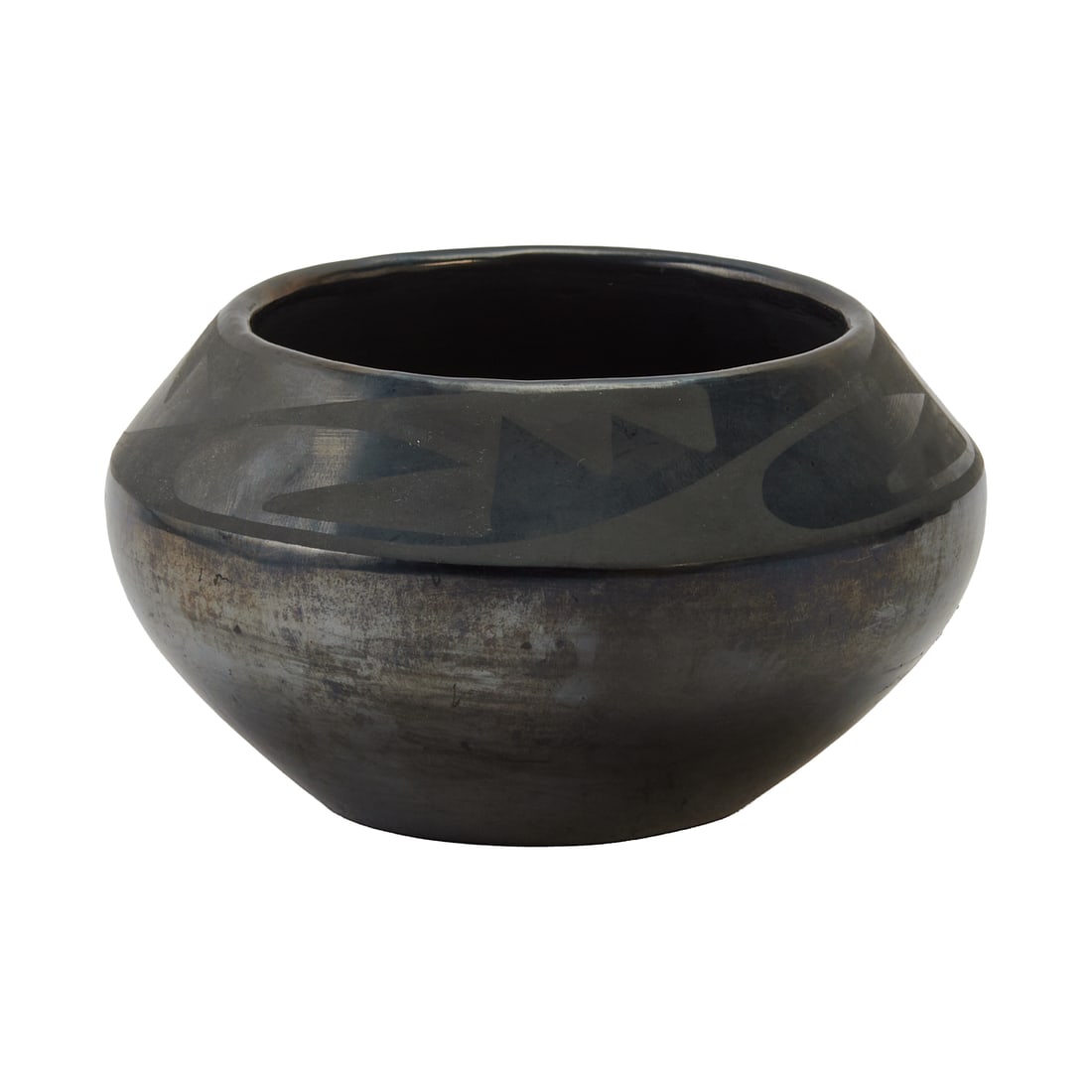 Maria and Julian Martinez San Ildefonso Pottery Vessel: Maria and Julian Martinez San Ildefonso Pottery Vessel.Maria Martinez (1887-1980) and Julian Martinez (1879 - 1943)Signed to underside with "Marie and Julian".{Approximate dimensions: 3 3/4" high x 6