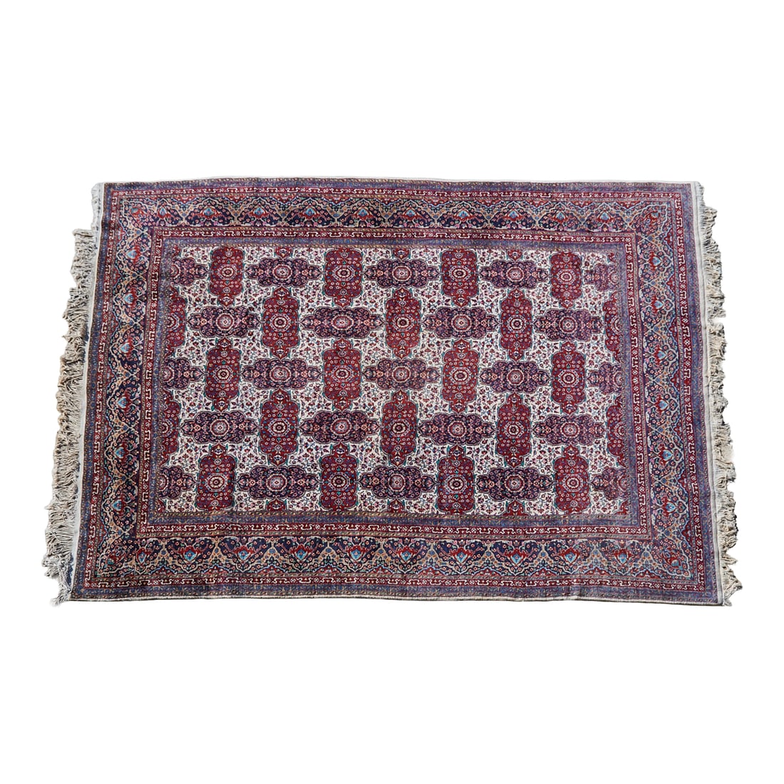 Persian Wool and Cotton Carpet: Persian Wool and Cotton Carpet, woven with stylized guls in the manner of a Bokharan carpet.{Approximate dimensions: 8' 9" x 11' 9".}