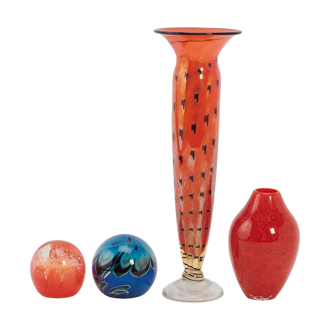 Four Studio Blown Glass Vases and Paperweights (1 of 8)