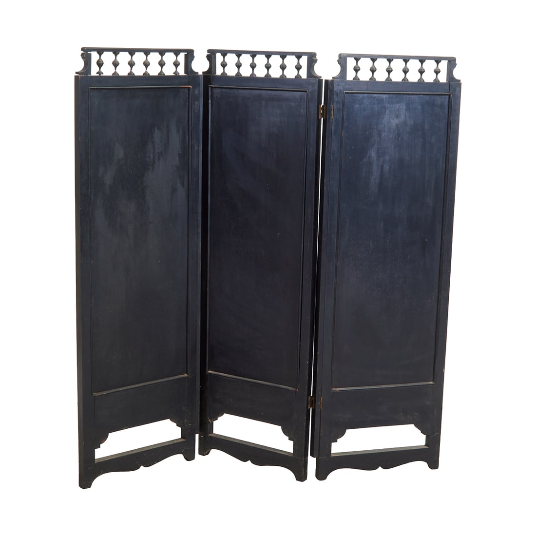 Victorian Ebonized Painted Three Panel Screen - 4