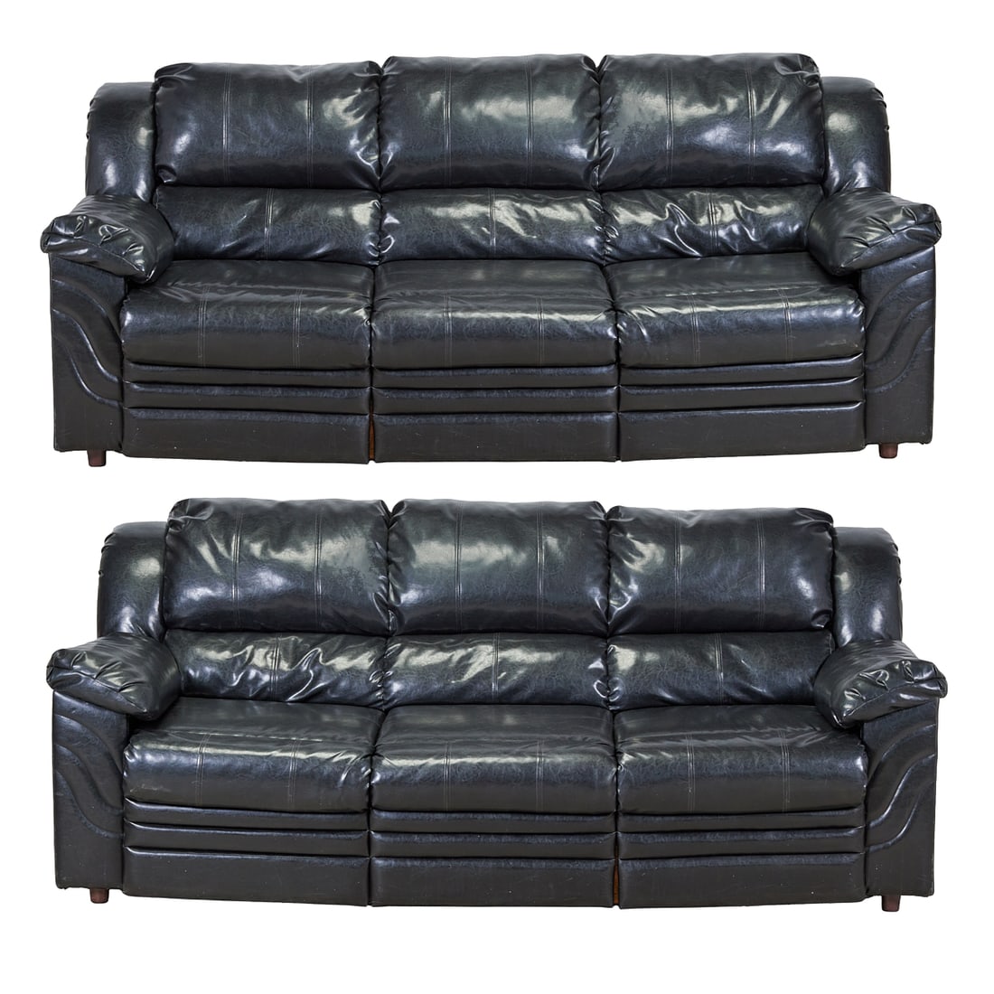 Pair of Contemporary Black Leather Sofas (1 of 3)