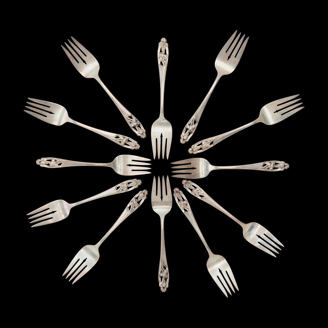 Towle Silver Co Iris Pattern Sterling Silver Forks - 2