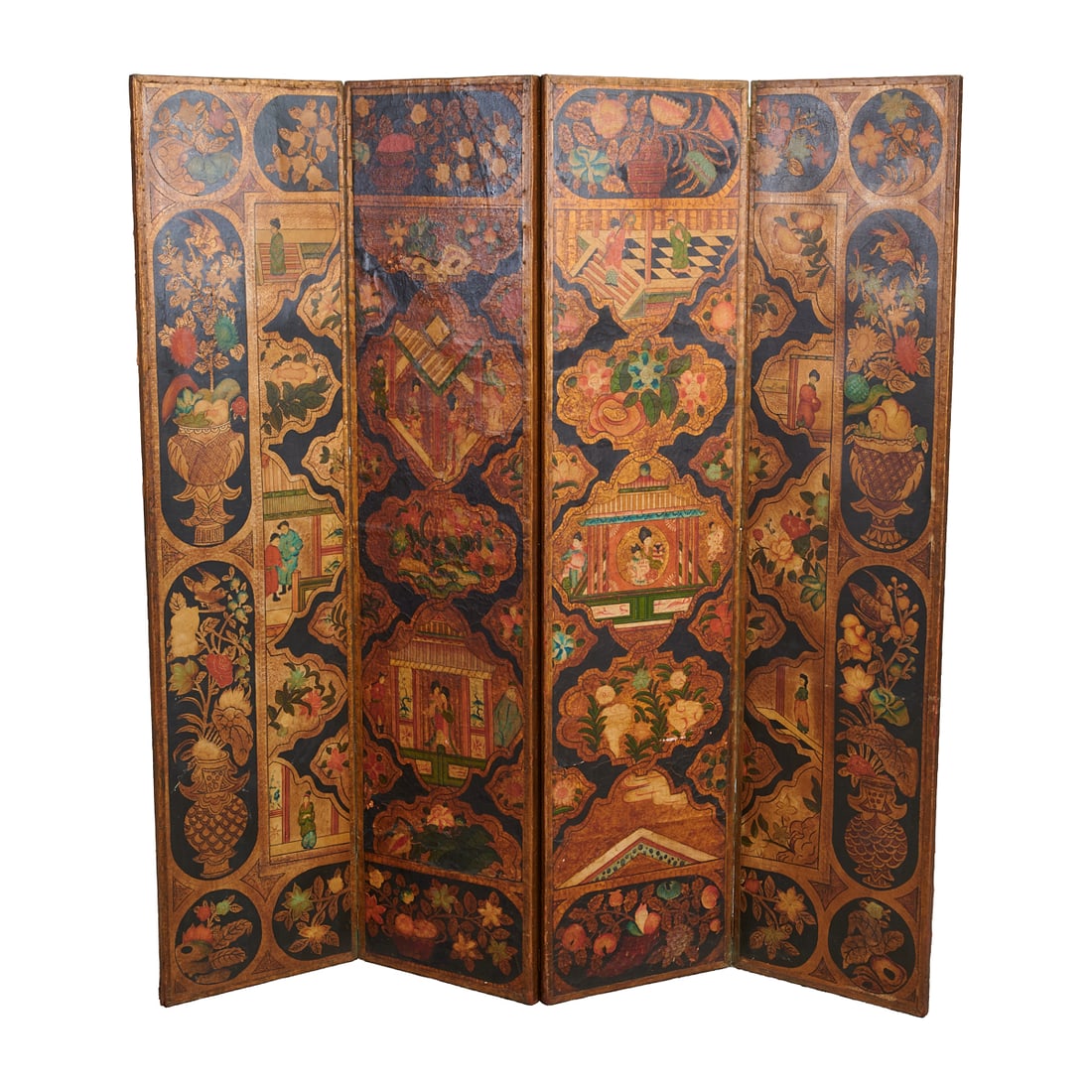 Dutch Chinoserie Painted Leather Screen (1 of 5)