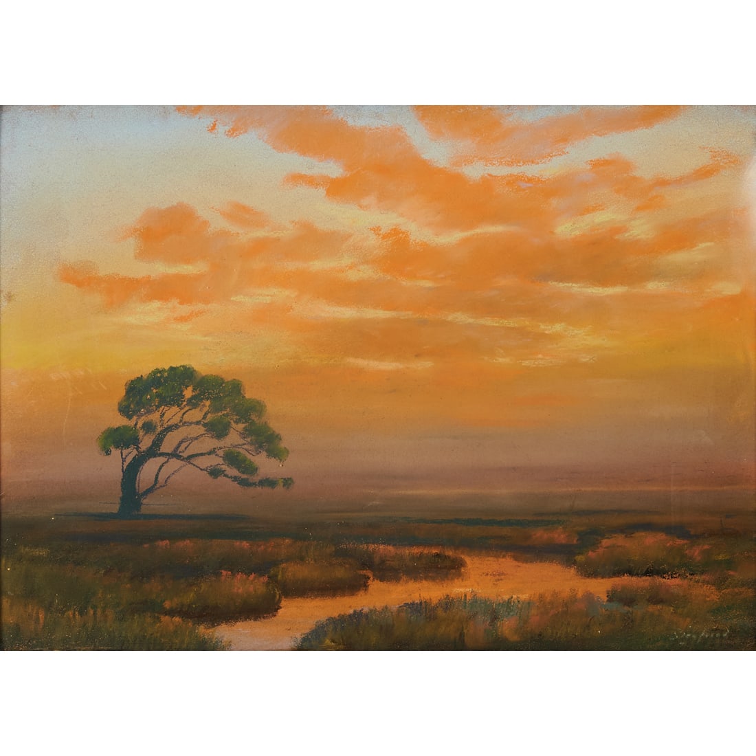 Edwin Siegfried, Marsh at Sunset, Pastel