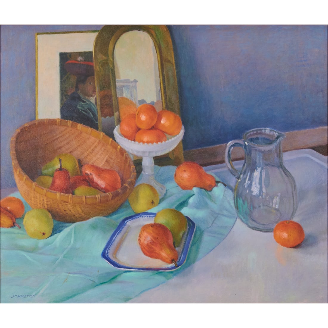 Ron Johnston, Still Life, Oil on Canvas: Ron Johnston (American, born1947), Still Life with Oranges, oil on canvas,[approximate dimensions - sight: 22 1/2" H x 261/4" W], signed lower left.
