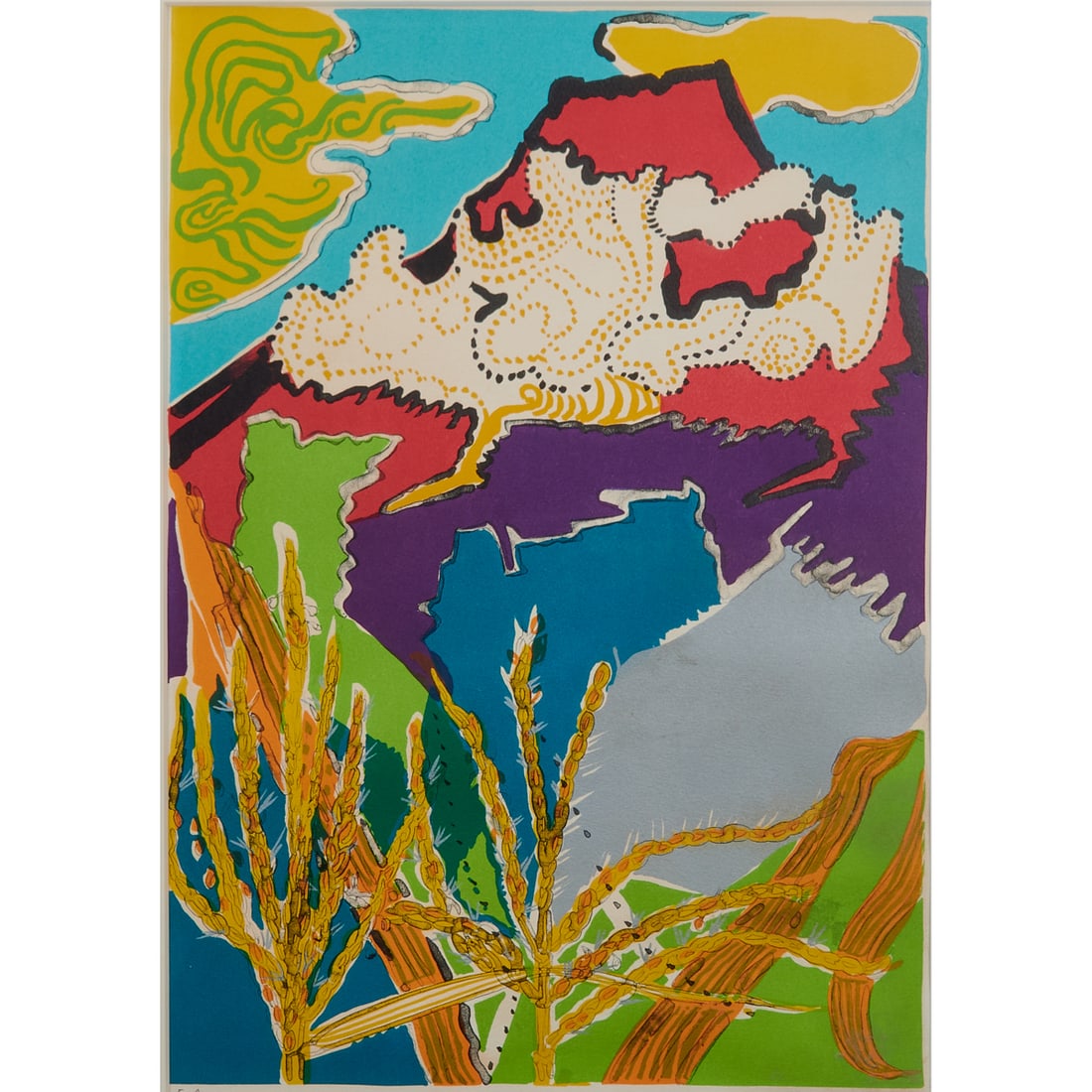 Tamako Kataoka, Mt. Fuji, Lithograph: Tamako Kataoka (Japanese, 1905 - 2008), Mount Fuji, lithograph,[approximate dimensions - plate: 20" H x 14 1/4" W, sheet: 26" H x 19 3/4" W],annotatedEA(eprouve d'artist edition) and signed at