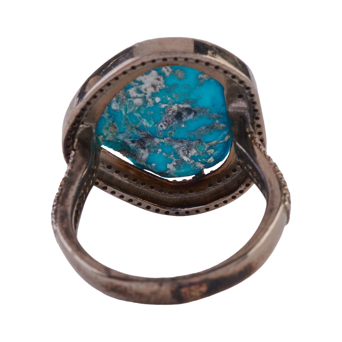 Turquoise, Diamond, Oxidized Silver Ring - 4