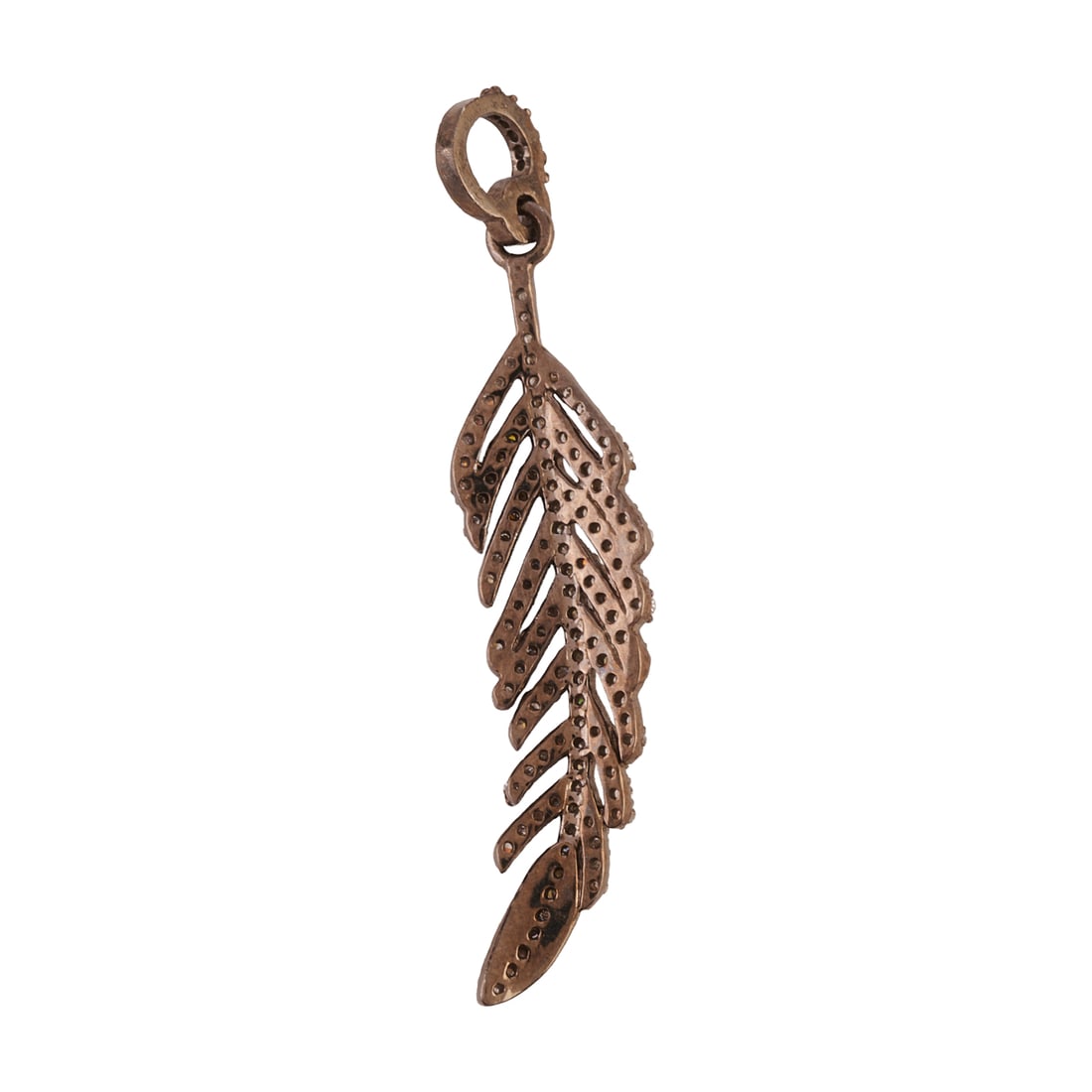 Diamond, Oxidized Feather Pendant - 2